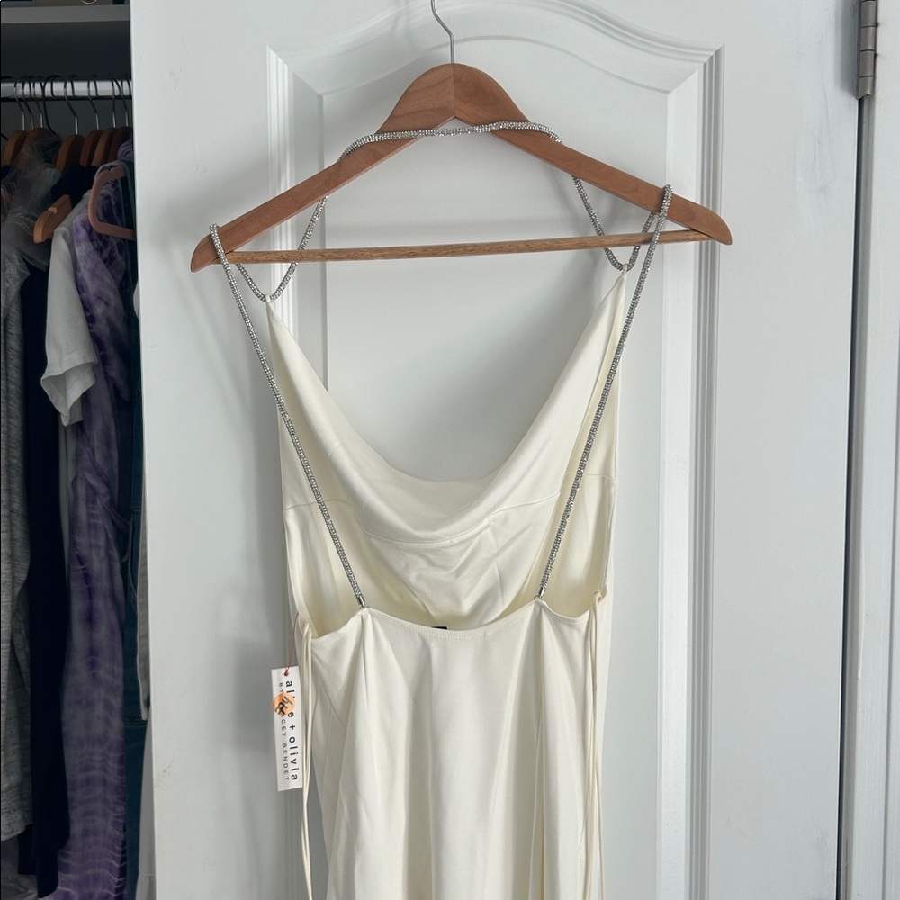 New Alice and Olivia Coral Crystal Strap Midi Dress - Picture 6 of 12